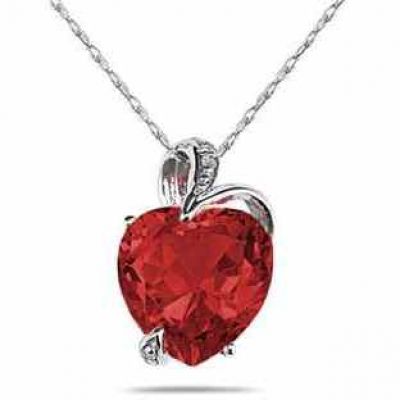 4.75 Carat Heart-Shaped Garnet and Diamond Pendant, 14K White Gold -  - SPP7864GT
