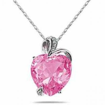 4.75 Carat Heart-Shaped Pink Topaz Pendant, 14K White Gold -  - SPP7864PZ