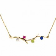 4 Stone 14K Yellow Gold Birthstone Branch Necklace