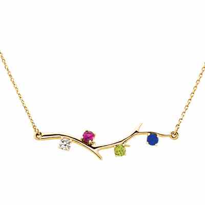 4 Stone 14K Yellow Gold Birthstone Branch Necklace -  - STLPD-86271-4Y