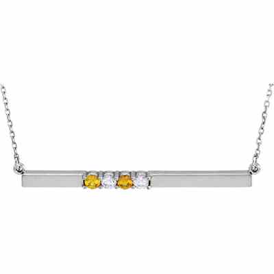 4 Stone Birthstone Bar Necklace in 14K White Gold -  - STLPD-86092-4W