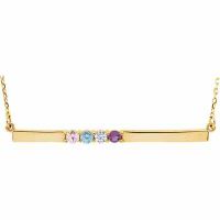 4 Stone Birthstone Bar Necklace in 14K Yellow Gold