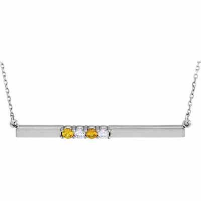 4 Stone Birthstone Bar Necklace in Sterling Silver -  - STLPD-86092-4SS