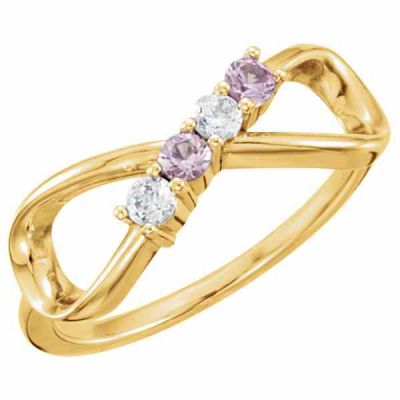 4-Stone Gemstone Infinity Symbol Family Ring -  - STLRG-71679Y4