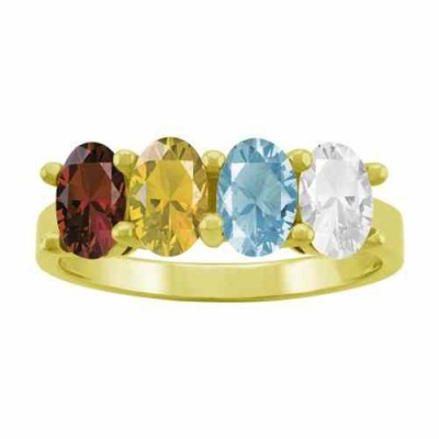 4-Stone Gold Personalized Gemstone Mother s Ring -  - MNDL-F733-4Y