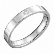 4mm Flat Diamond Wedding Band Ring, 14K White Gold