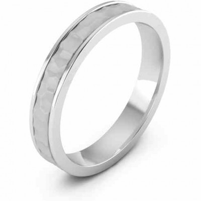 4mm Platinum Hammered Wedding Band -  - PL-PA-4