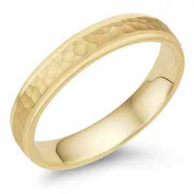 4mm Hammered Wedding Band in 18K Yellow Gold -  - WED-PA-4Y-18K