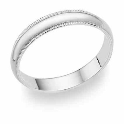 4mm Milgrain Wedding Band in 14K White Gold -  - MIL52-35