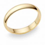 18K Yellow Gold 4mm Plain Wedding Band Ring
