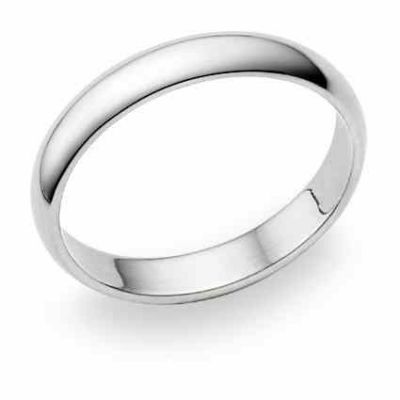 10K White Gold 4mm Plain Wedding Band Ring -  - BM-14010KW