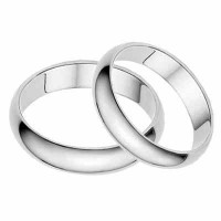 4mm Plain White Gold Wedding Band Set in 14K 4mm Plain White Gold Wedding Band Set in 14K