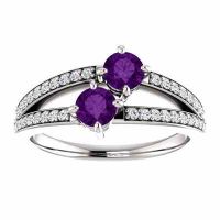 4mm Round Amethyst Two Stone 'Only Us' Ring in 14K White Gold