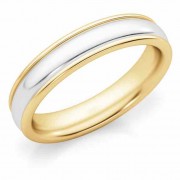 4mm Two-Tone Gold Plain Wedding Band Ring