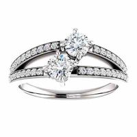 Cubic Zirconia Two Stone 'Only Us' Engagement Ring in Sterling Silver