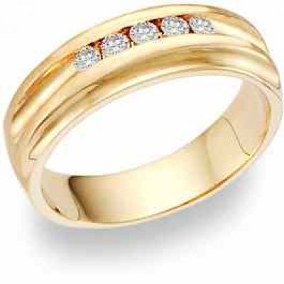 5 Diamond Wedding Band Ring (0.35 Carats) -  - DWB-7