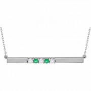 5 Stone Birthstone Bar Necklace in 14 Karat White Gold