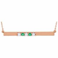 5 Stone Birthstone Bar Necklace in 14K Rose Gold
