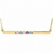 5 Stone Birthstone Bar Necklace in 14K Yellow Gold