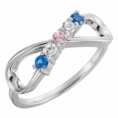 Custom 5-Stone Family Infinity Ring in Silver -  - STLRG-71679SS5