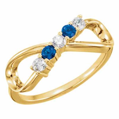 5 Stone Personalized Family Infinity Ring -  - STLRG-71679Y5