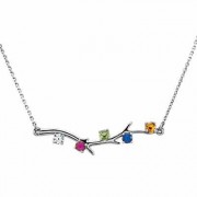 5 Stone Sterling Silver Birthstone Branch Necklace