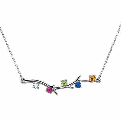 5 Stone Sterling Silver Birthstone Branch Necklace -  - STLPD-86271-5SS