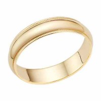 5mm 14K Gold Milgrain Wedding Band Ring