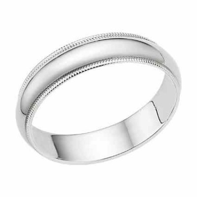 5mm Milgrain Wedding Band in 14K White Gold -  - MIL52-34