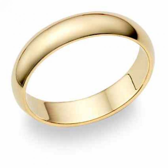 Jewelry : 18K Yellow Gold 5mm Plain Wedding Band Ring
