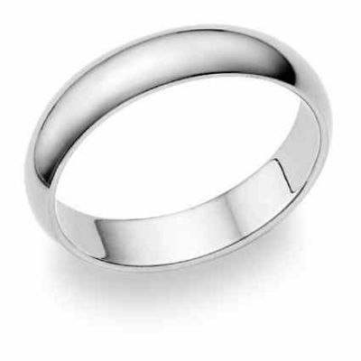 10K White Gold 5mm Plain Wedding Band Ring -  - BM-15010KW