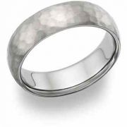 5mm Satin Finish Titanium Hammered Wedding Band Ring