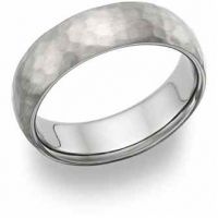 5mm Satin Finish Titanium Hammered Wedding Band Ring