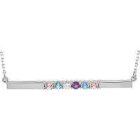 6 Stone Birthstone Bar Necklace in Sterling Silver