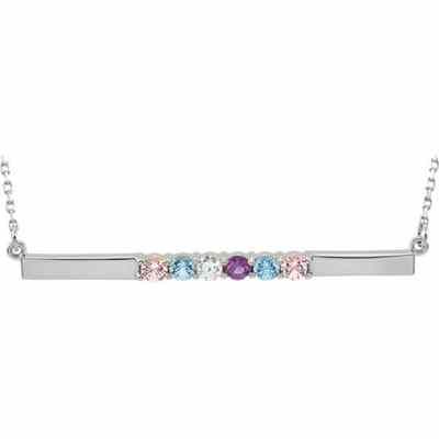 6 Stone Birthstone Bar Necklace in Sterling Silver -  - STLPD-86092-6SS