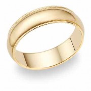 6mm 14K Gold Milgrain Wedding Band Ring