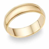 6mm 14K Gold Milgrain Wedding Band Ring
