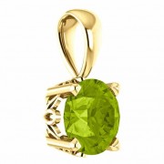 6mm Green Peridot Solitaire Pendant, 14K Yellow Gold