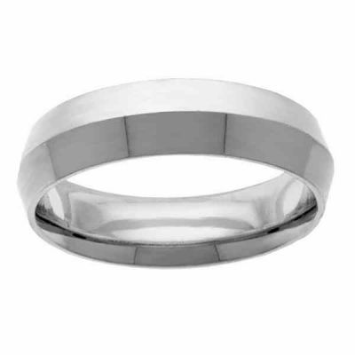 Platinum 6mm Knife-Edge Wedding Band Ring in White Gold -  - NDLS-323PL-6