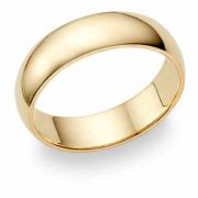 18K Yellow Gold 6mm Plain Wedding Band Ring