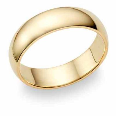 18K Yellow Gold 6mm Plain Wedding Band Ring -  - BM-16018KY
