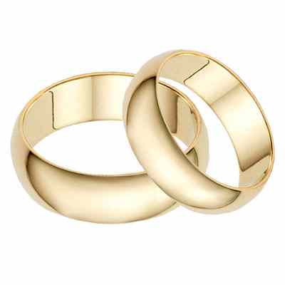 6mm Plain Gold Wedding Band Set in 14K -  - POL52-22-SET