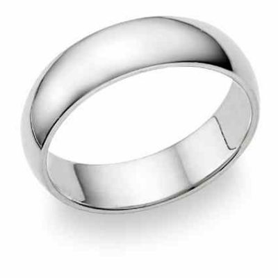 18K White Gold 6mm Plain Wedding Band Ring -  - BM-16018KW