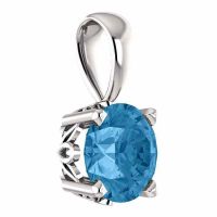 Sterling Silver 6mm Swiss Blue Topaz Solitaire Pendant
