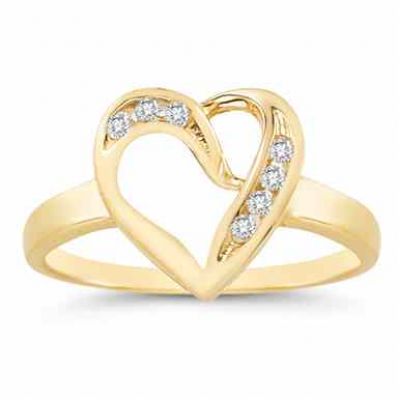 7 Stone Diamond Heart Ring in 14K Yellow Gold -  - SHR-S7-24
