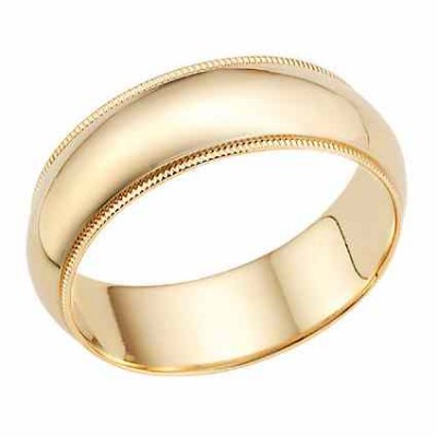 7mm 14K Gold Milgrain Wedding Band Ring -  - MYB-7