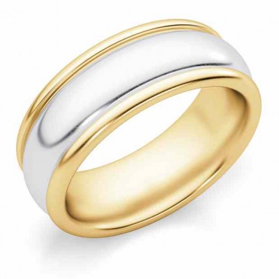 7mm Plain Two-Tone Gold Wedding Band -  - U-5041-7mm