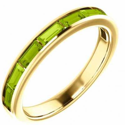 8-Stone Baguette Peridot Ring in 14K Yellow Gold -  - STLRG-122932PDY