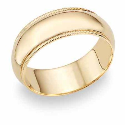 8mm 14K Gold Milgrain Wedding Band Ring -  - MIL52-27
