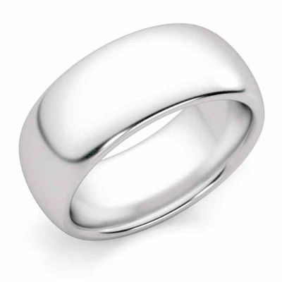 8mm Comfort-Fit Platinum Plain Wedding Band Ring -  - HRM8